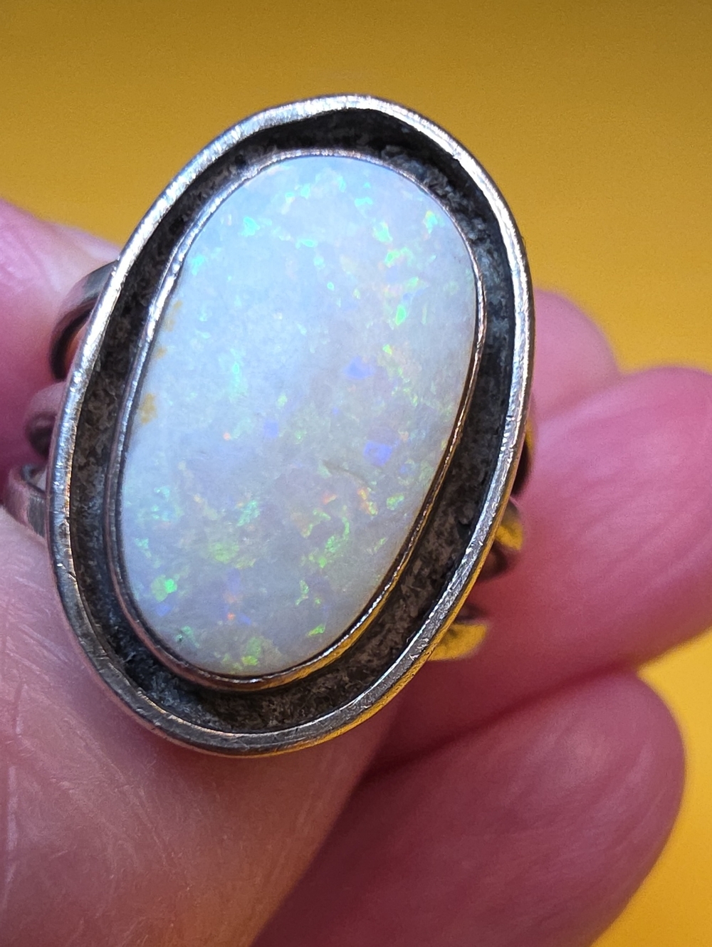 Vintage Australian Fire Opal ▪︎ Set In Silver (Unmarked) Setting ▪︎ AS: 5.25-5.5